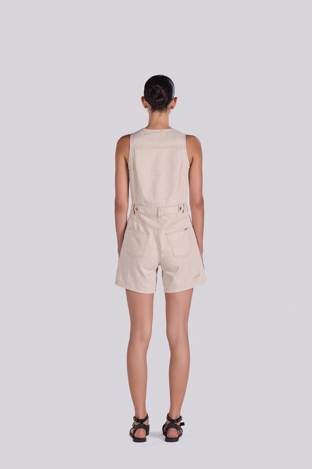 BARI DENIM ROMPER SEND BEIGE