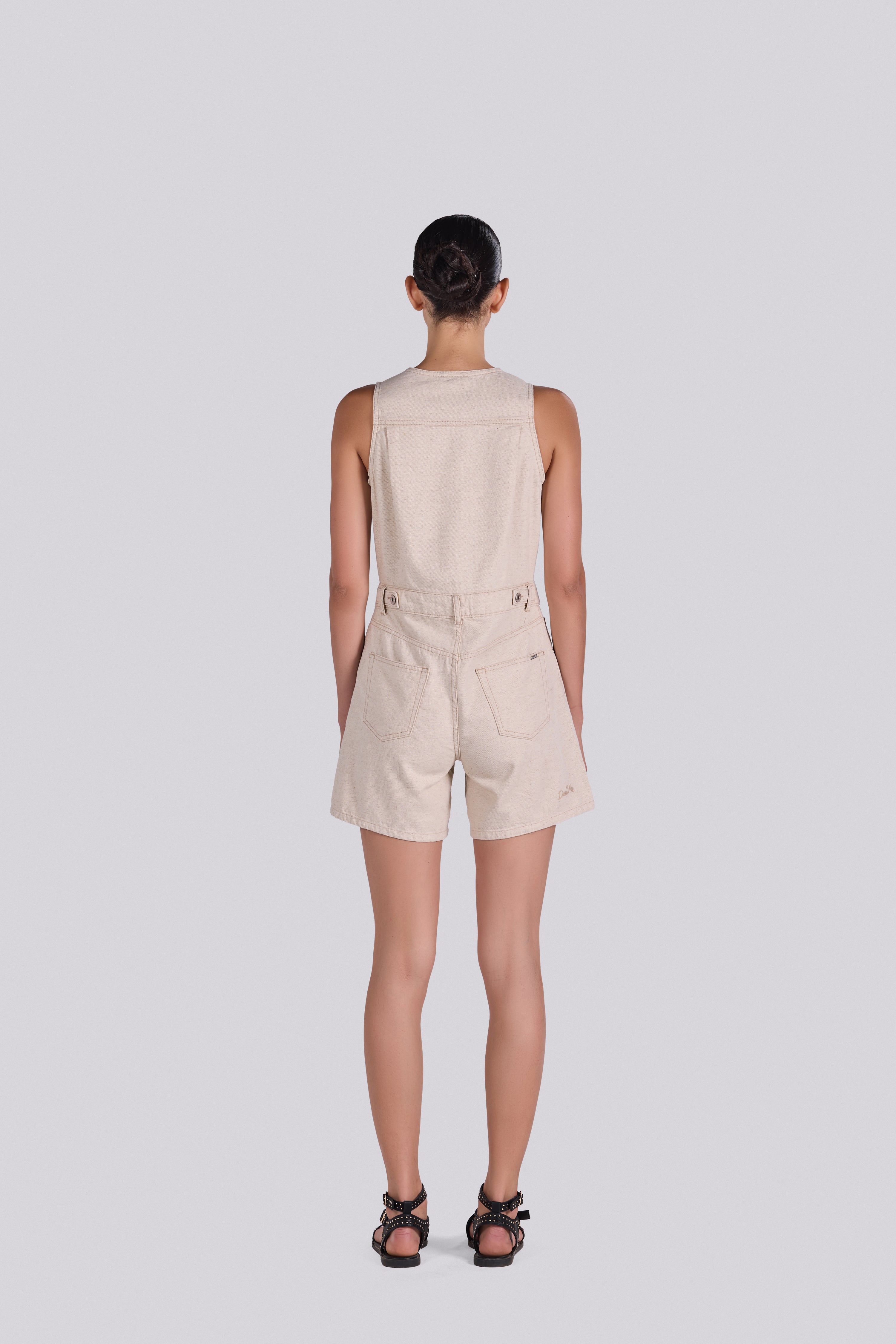 BARI DENIM ROMPER SEND BEIGE