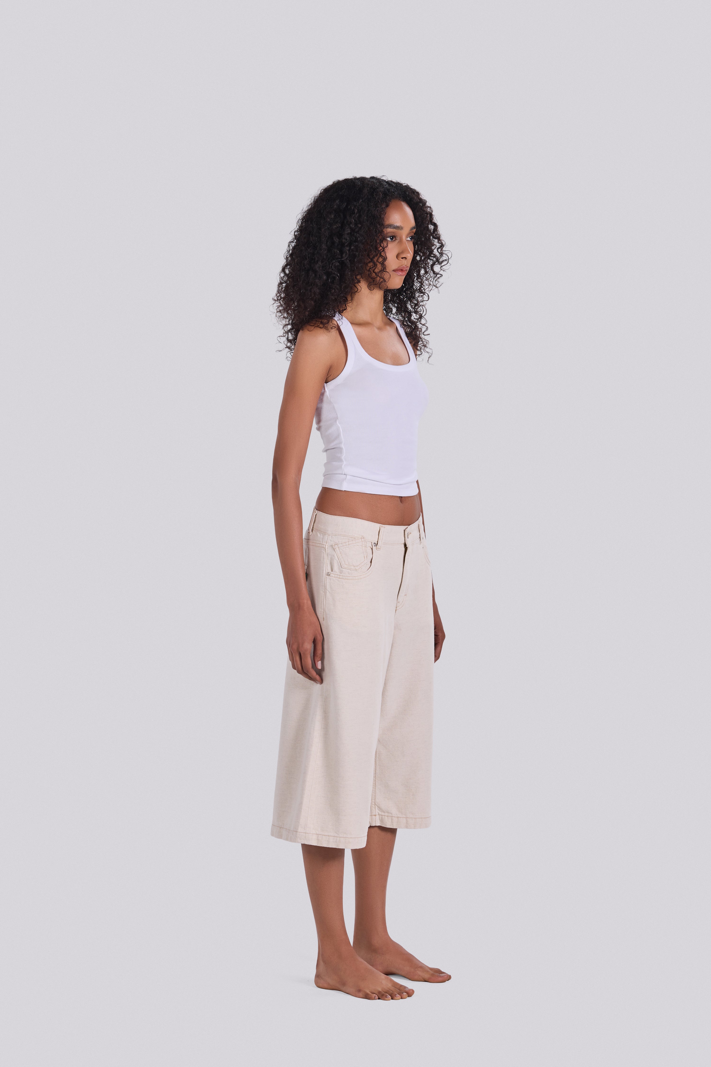 ANN DENIM JORTS SEND BEIGE