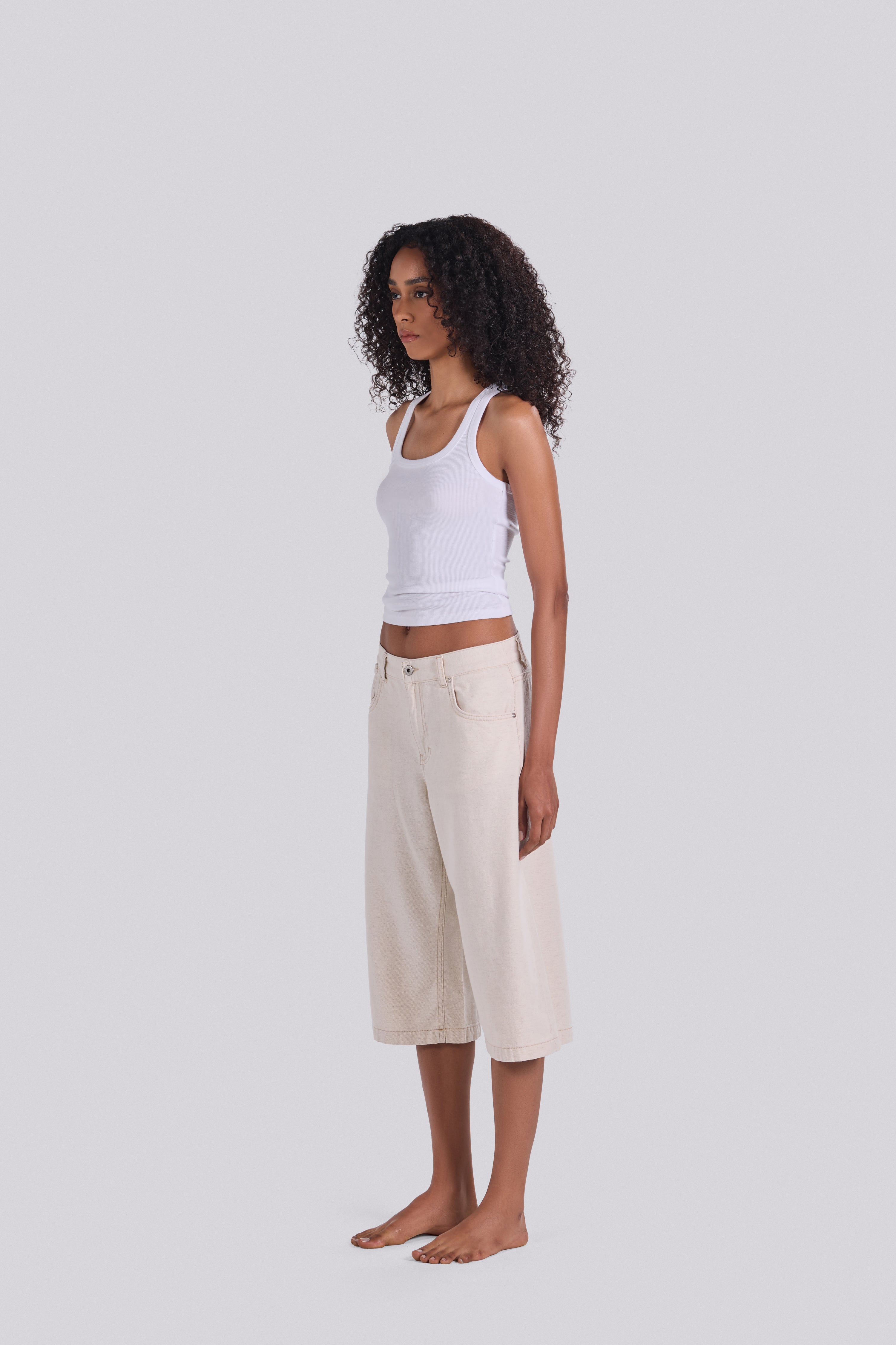 ANN DENIM JORTS SEND BEIGE