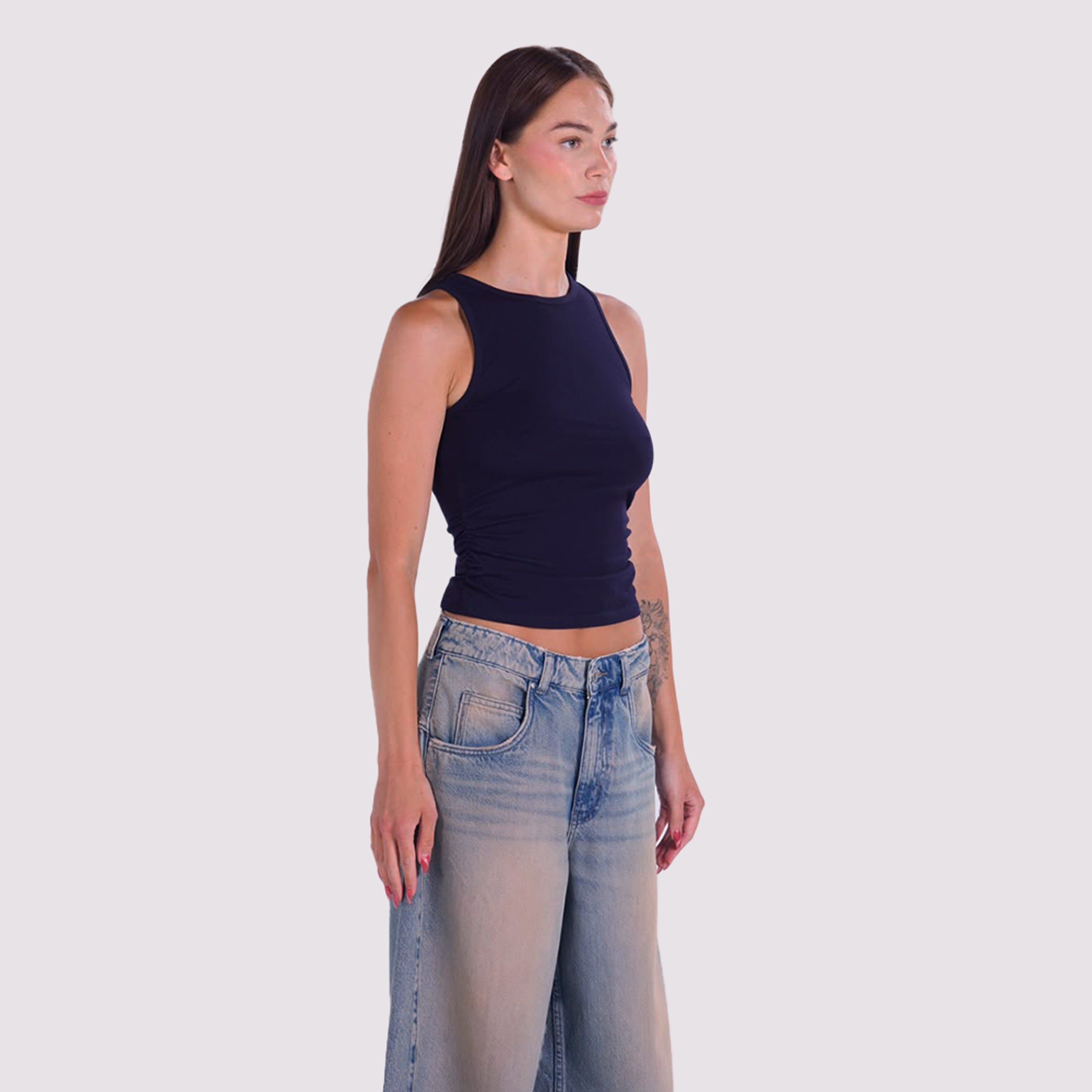 BASIC RUCHED TOP Navy