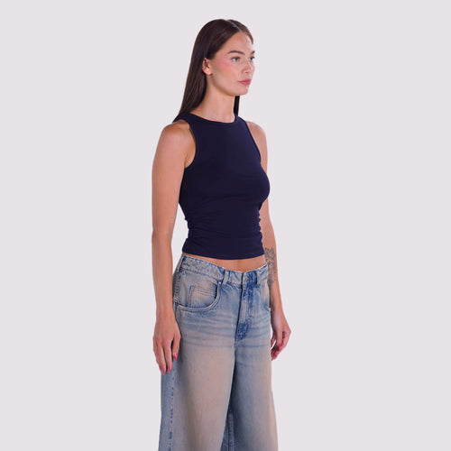 BASIC RUCHED TOP Navy