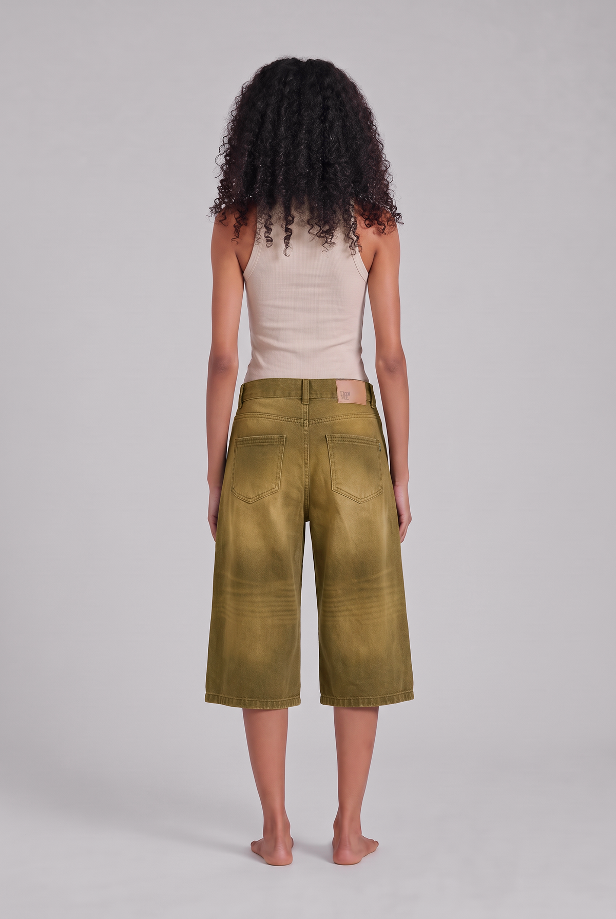 ANN DENIM JORTS OLIVE