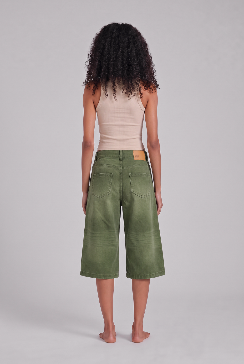 ANN DENIM JORTS GREEN
