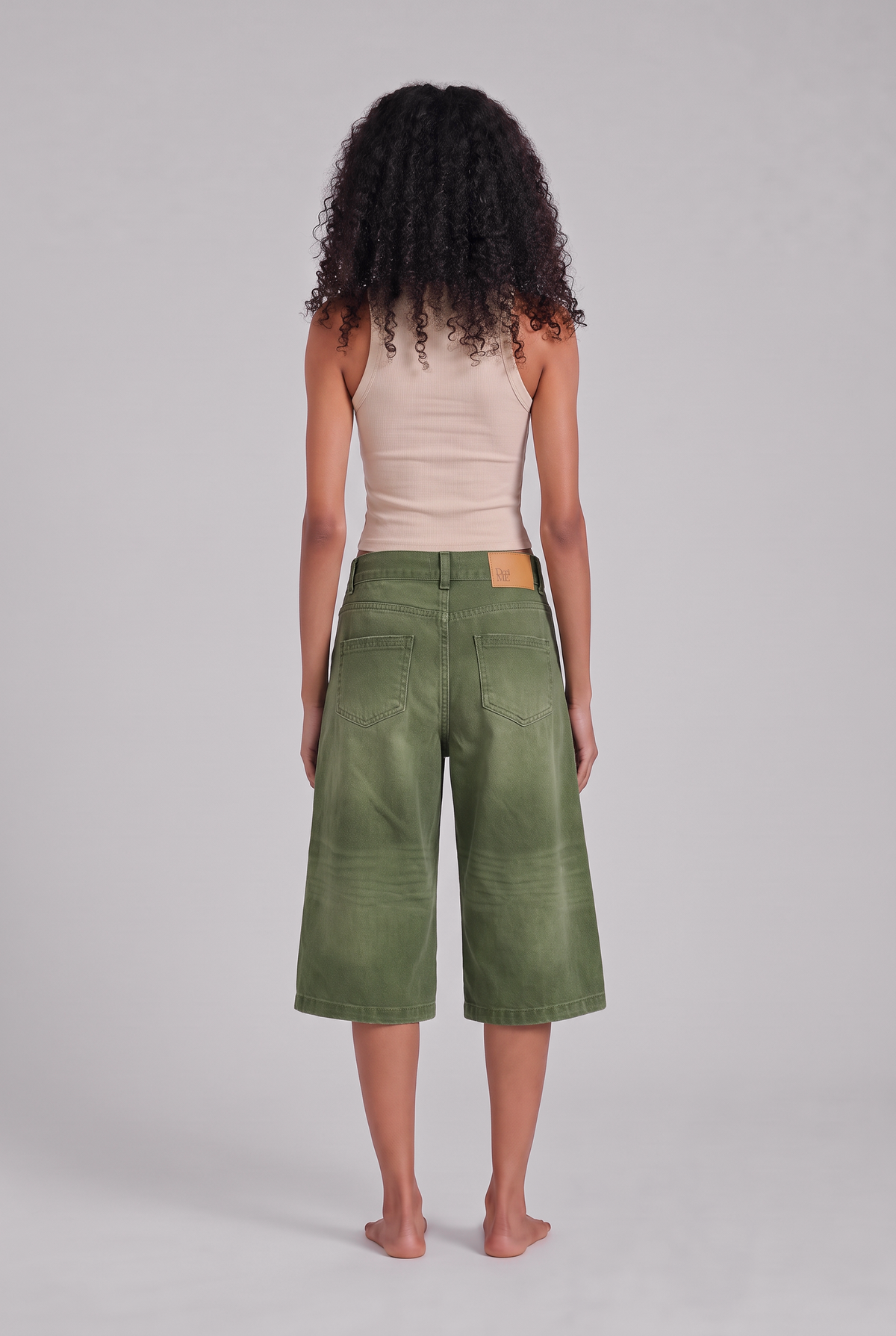 ANN DENIM JORTS GREEN