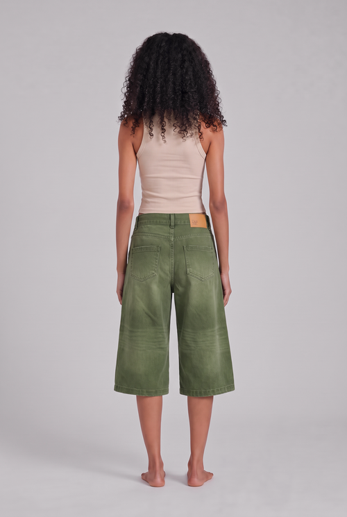 ANN DENIM JORTS GREEN